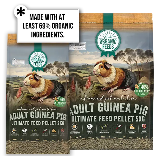 AOF Guinea Pig Feed for Adults is made with at least 69% organic ingredients