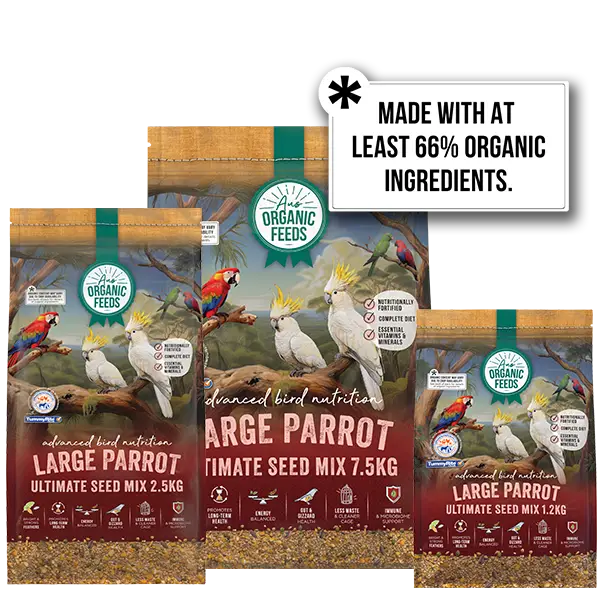 AOF Large Parrot Seed Blend has 66% Organic Ingredients