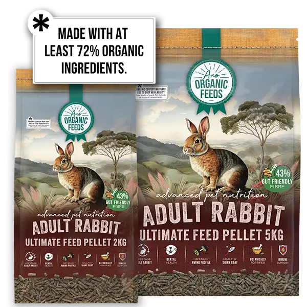 AOF Rabbit Feed is made with 72% organic ingredients